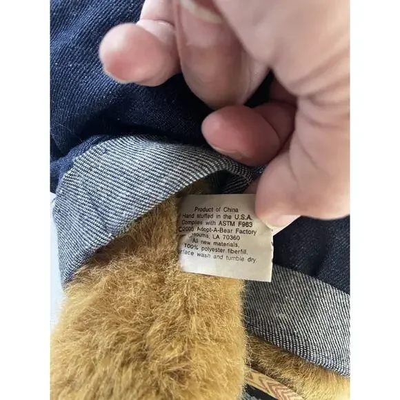 Adopt-A-Bear Teddy Bear with Outfit (Overalls, Shirt, Cap & Sandals) 20” - Picture 4 of 7